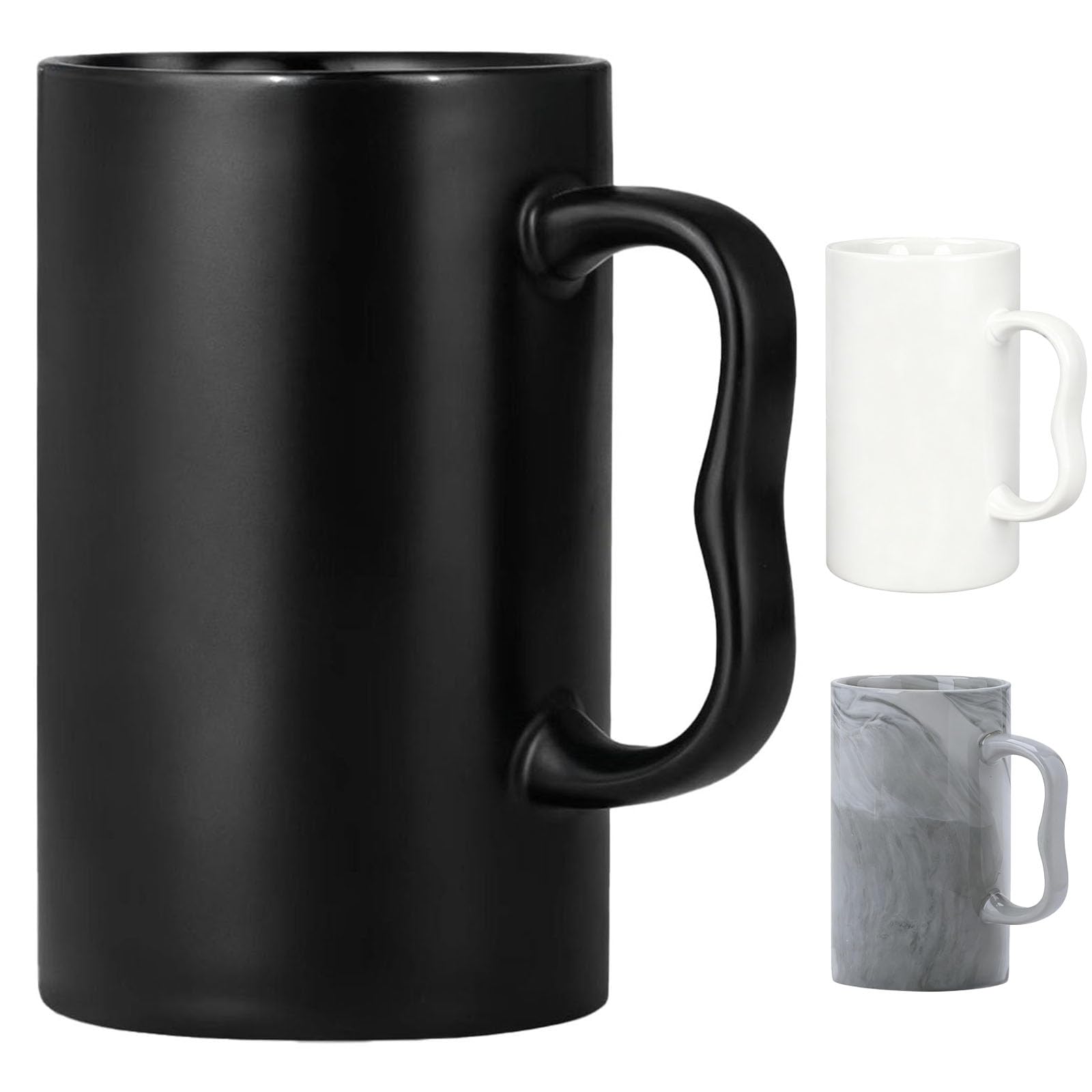 Amazon.com: NBABSR 20 oz Large Coffee Mug, Plain Black Diner